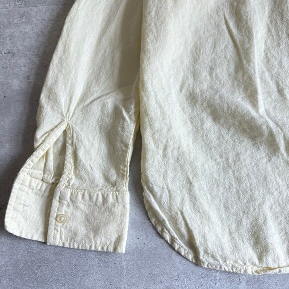 Butter yellow LOFT linen button up long sleeve shirt size medium - Picture 5 of 7